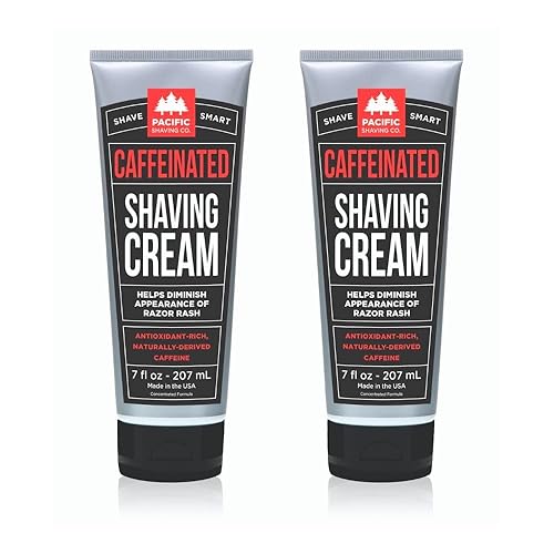 Pacific Shaving Company Caffeinated Shaving Cream - Caffeine, Shea Butter + Spearmint Antioxidant Shaving Cream - Clean Formula for a Hydrating…