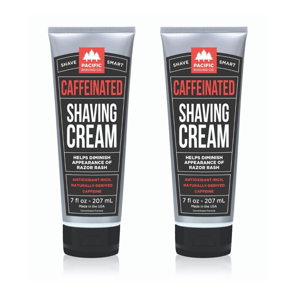 Pacific Shaving Company Caffeinated Shaving Cream - Caffeine, Shea Butter + Spearmint Antioxidant Shaving Cream - Clean Formula for a Hydrating…