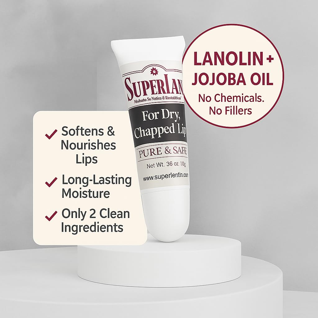 Organic Lanolin Lip Balm - Lip Repair for Hot/Dry Weather - Natural Lanolin Nipple Cream - Lip Moisturizer for cracked lips - Hydrating lip care