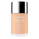 Neutrogena Healthy Skin Liquid Foundation Makeup Broad Spectrum SPF 20 Sunscreen, Medium Coverage, Vit B5, Antioxidants, All Day Wear, Shell Beige