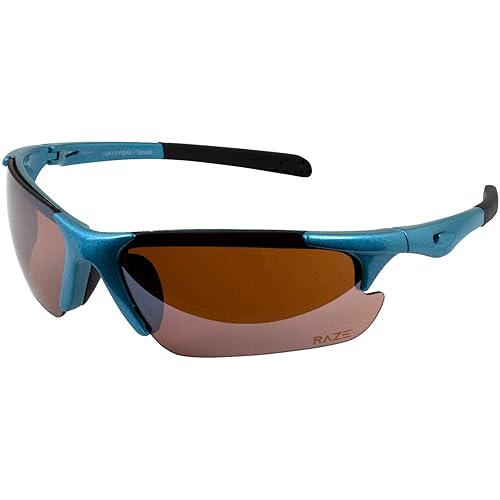 Raze Eyewear Peak Sport Frameless Sunglasses Metallic Turquoise Frame High Definition HD Lens