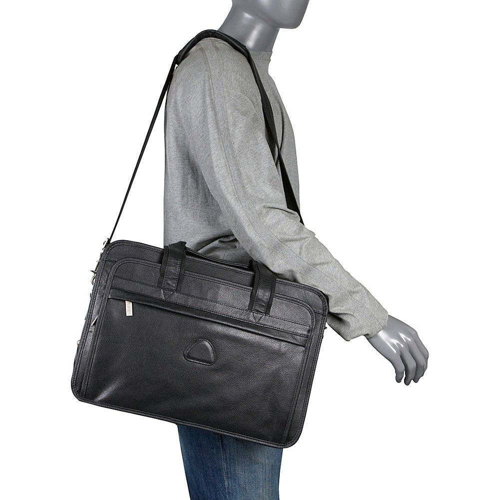 Amerileather Black Leather Practical Expandable Computer Case (#2438-0)