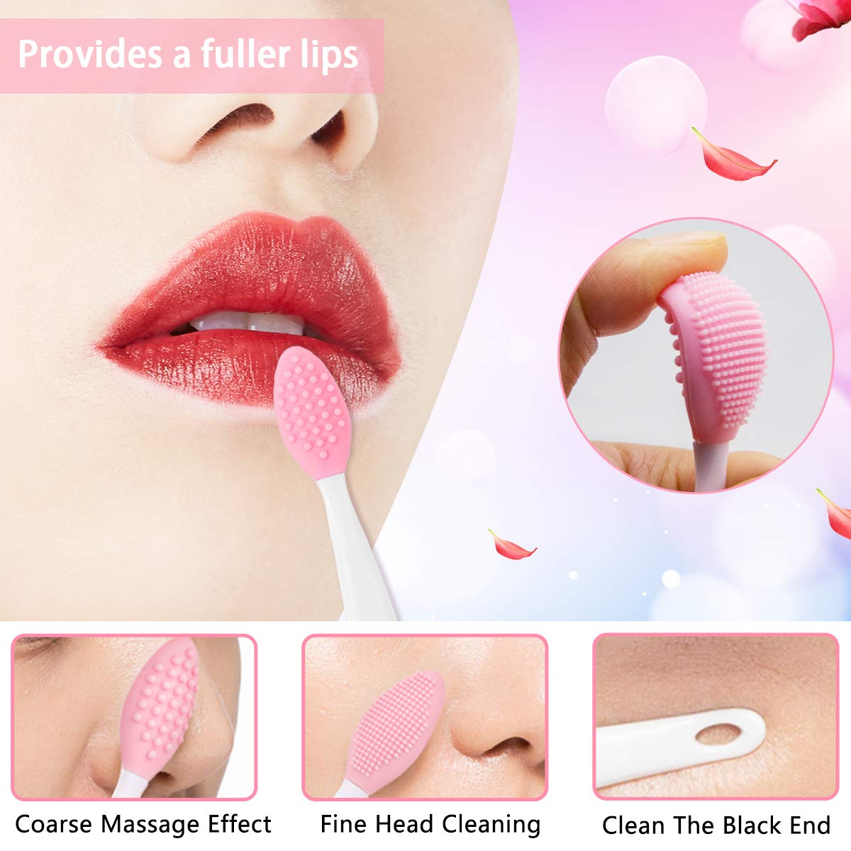 5PCS Silicone Scrubber Set, Lip Scrub Brush, Silicone Face Cleansing Brush, Face Applicator Tool and 2PCS Exfoliating Brushes for Men Women