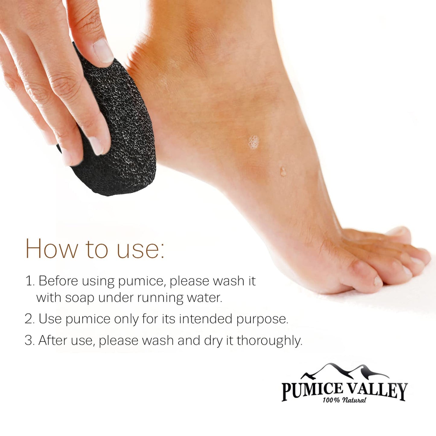 Pumice Stone - Natural Earth Lava Black - Callus/Corn Remover for Feet Heels and Palm - Pedicure Exfoliation Tool - Dry Dead Skin Scrubber - Health Beauty and Personal Care Pumice Valley