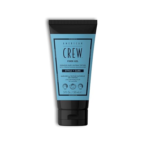 AMERICAN CREW Fiber Gel, Texturizing & Strengthening Formula with Bond Builder, Medium Hold & Natural Finish for Short to Medium Hair, 5 fl oz