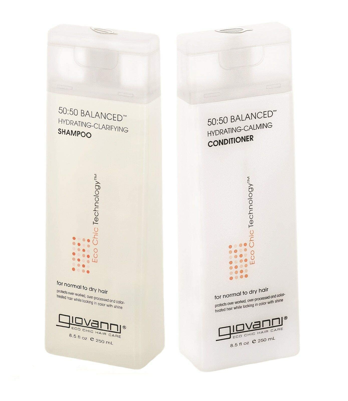 Giovanni 50:50 Balanced Remoisturizer Duo Set Shampoo Hydrating-Clarifying & Conditioner Hydrating-Calming, 8.5 Oz Each