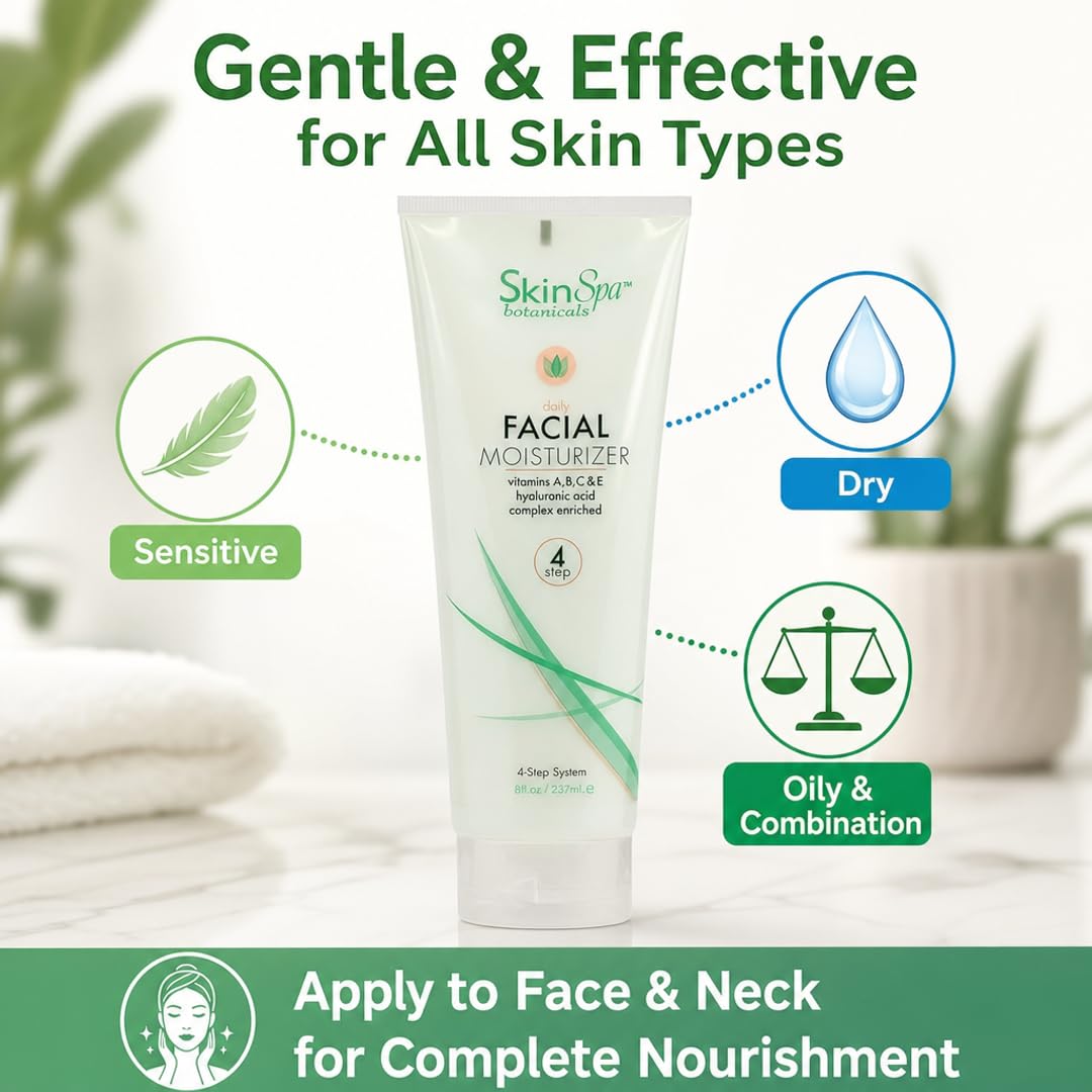 SkinSpa All-in-One Face Moisturizer - Hyaluronic Acid, Retinol & Vitamins C & E | Paraben-Free, Sulfate-Free, Cruelty-Free | All Skin Types | Made in