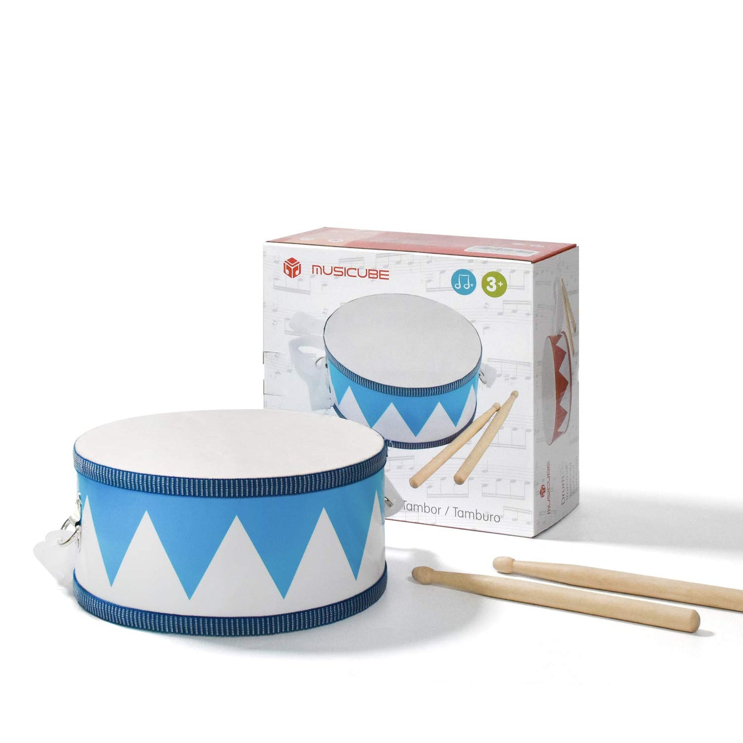 MUSICUBE Kids Drum Set – 8" Wooden Drum Toy with Strap & Sticks, Educational Sensory Musical Instrument Gift for Toddlers Boys & Girls
