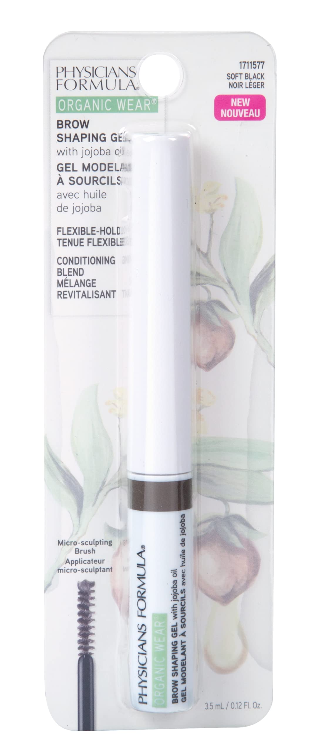 Physicians Formula Organic Wear All Natural Eyebrow Brow Gel Soft Black | Dermatologist Tested, Clinicially Tested