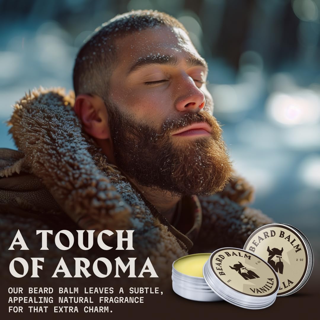 Striking Viking Beard Balm for Men - 2 oz, Pack of 2, Vanilla - Leave in Beard Conditioner - Deep Conditioning, Hydrating Formula with Jojoba Oil
