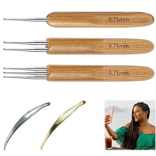 5 Pcs Dreadlocks Tool Set Includes 3 Pcs Dreadlocks Crochet 1 Hook 2 Hooks 3 Hooks Hair Weaving Needle Crochet, 2 Pcs Crochet Hair Tools Interlocking