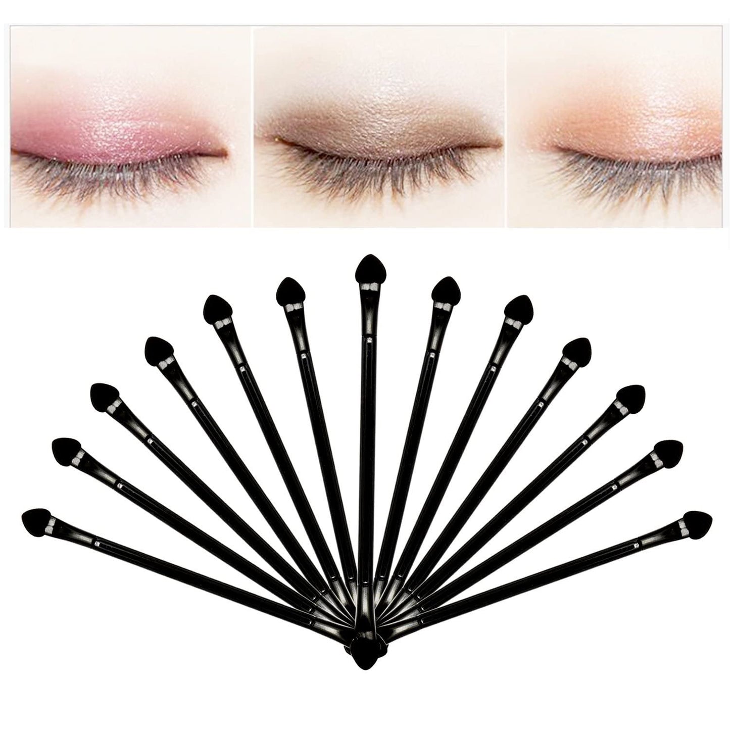 Professional Double Head Eyeshadow Brushes Cosmetic Tool - TygoMall 30 Pcs Disposable Dual Sides Eyeshadow Sponge Brushes Makeup Applicator, with 12