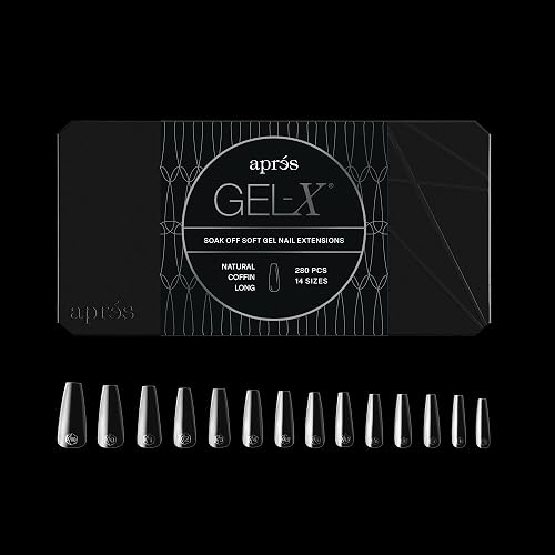 Apres Gel-X® Coffin Box of Nail Tips | 280 Gel-X Tips, Soft Tips, 14 Sizes 00-9 | Half-sizes Included (Natural Coffin Long, 280 Count) Beauty & Personal Care APRÉS
