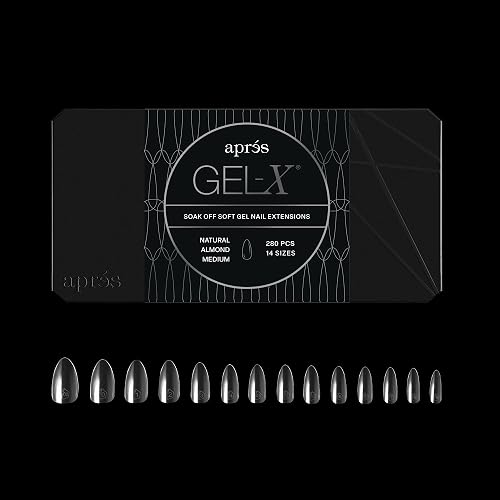 Apres Gel-X® Almond Box of Nail Tips | 280 Gel-X Tips, Soft Tips, 14 Sizes 00-9 | Half-sizes Included (Natural Almond Medium, 280 Count) Beauty & Personal Care APRÉS