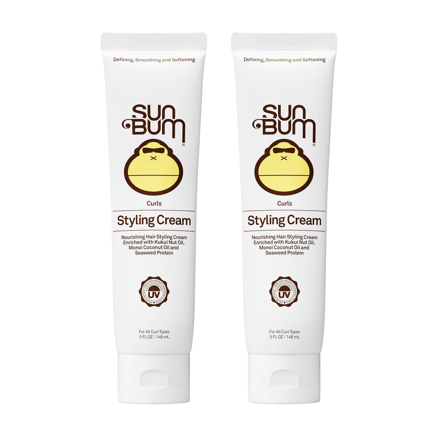 Sun Bum Curls and Waves Styling Cream For Curly Hair | Curl Defining Cream | Frizz Control | Paraben Free | Sulfate Free | 5 Ounce | 2 Count