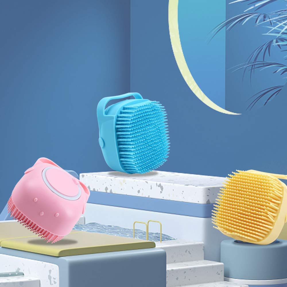 SIOPAWORLD Silicone Soft Bath Body Double-sided Brush with Soap Dispenser Scrubber-use in Hooks Baby Shower Deep Cleaning Gentle Scrub Massage Beauty and Personal Care SIOPAWORLD