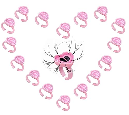 Fenshine 100 PCS Lash Glue Holder Glue Ring Cups Lash Extension Volume Lashes Quick Blossom Cups for Eyelash Extension Supply, 2 Methods of Use (Pink)