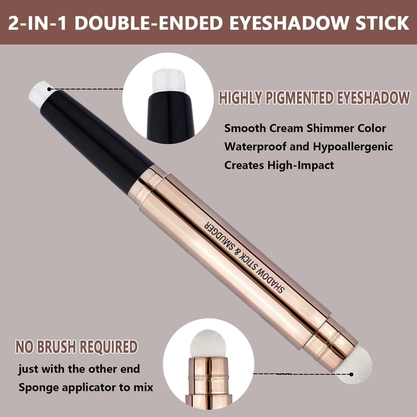 Daeuwiutr White Eyeshadow Stick Makeup?Cream Shimmer Smooth Glitter Eye Shadow Pencil Base Primer Palette, Waterproof Long Lasting EyeShadow Pen White