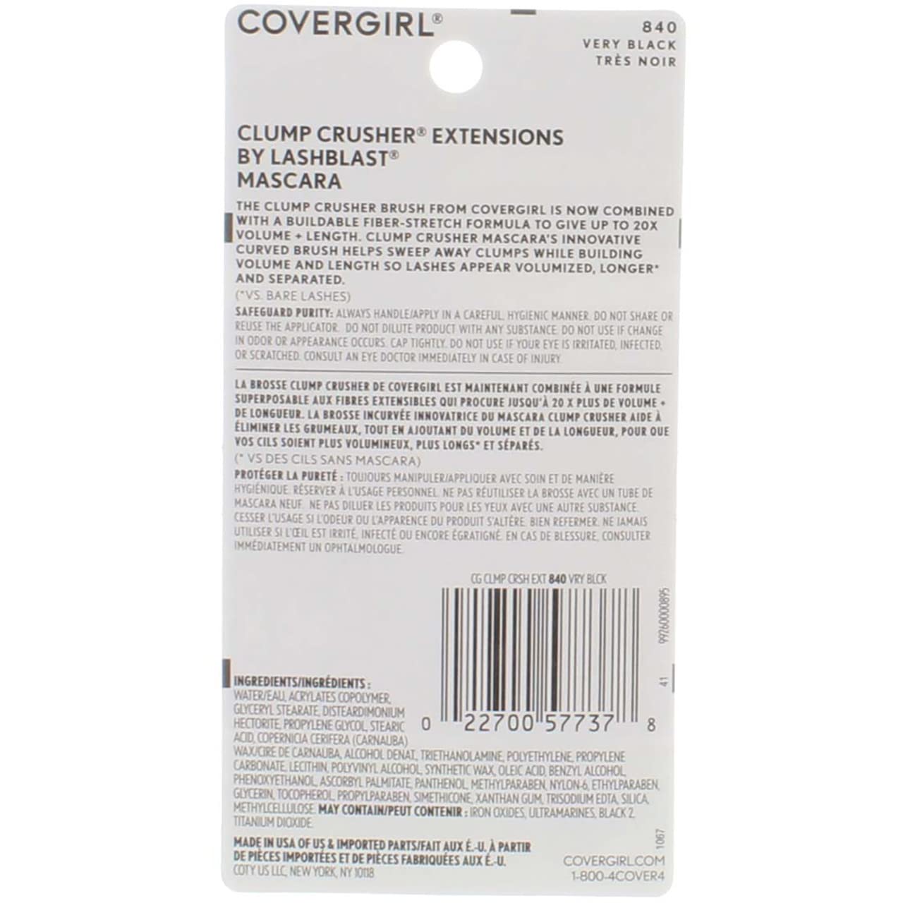 CoverGirl Lashblast Clump Crusher Very Black Mascara - 3 per case.