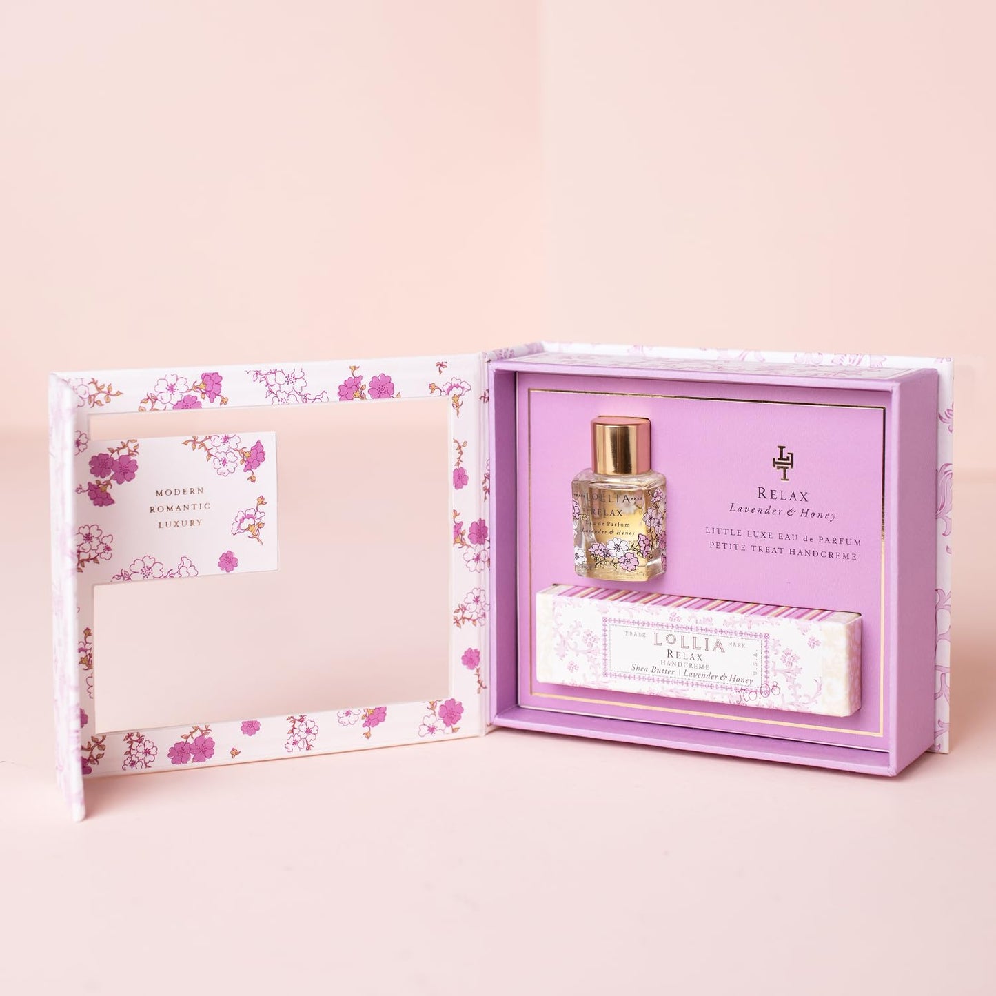 Lollia Relax Fragrance Story Gift Set - .16 fl. oz. Eau de Parfum & .33 oz. Petite Treat Handcreme - Lavender & Honey - Shea Butter Hand Cream