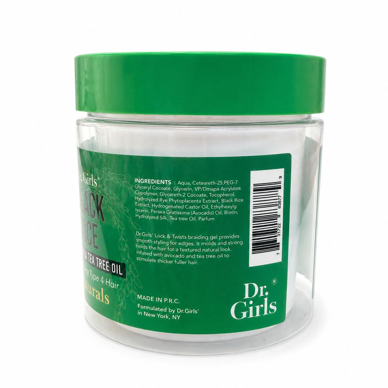 R&B Collection Dr. Girls Braiding Gel/17.6 oz/48H Extra Mega Hold (Black Rice with Avocado & Tea Tree Oil)