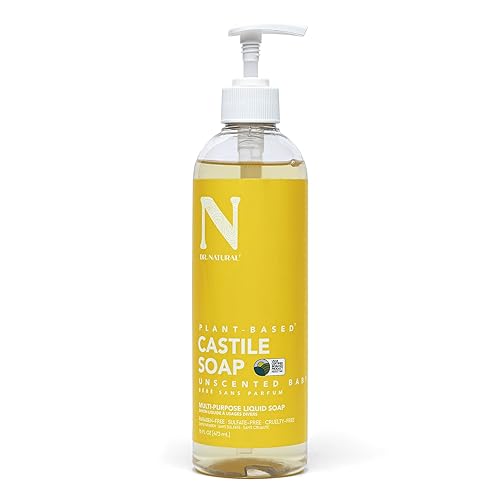 Dr. Natural Castile Liquid Soap - Multi-Use Body Wash, Shampoo and Face Wash - Body Soap for Skin, Hair, Pets and Home - Unscented Baby - 16 oz