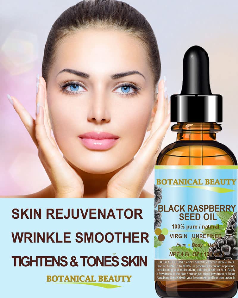 Botanical Beauty BLACK RASPBERRY SEED OI 100% Pure Natural Undiluted Virgin Unrefined Cold Pressed Carrier Oil for Face, Skin, Hair, Lip, Nails (2 Fl