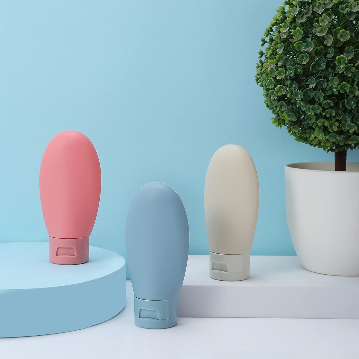 3 Pcs Travel Bottles Set,60ML Travel Bottles & Containers,Small Mini Empty Plastic Squeeze Bottles for Travel Toiletries,Shampoo and Conditioner