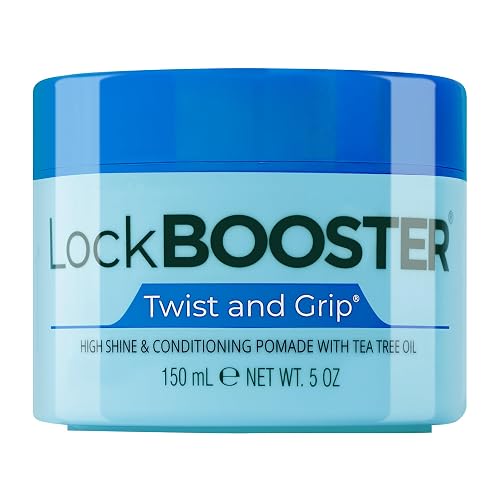Style Factor Lock BOOSTER Twist & Grip Braid Gel (5 Oz.) with Tea Tree Oil - Strong Hold, Flake-Free, Frizz-Free Hair Braiding Gel for Defined
