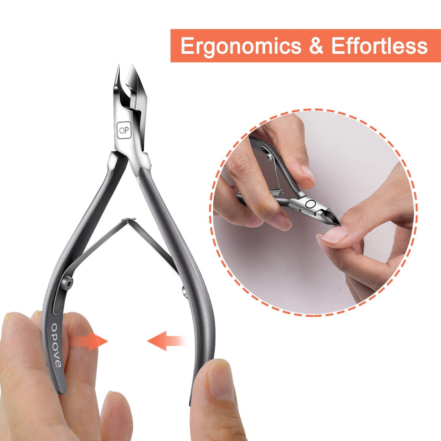 Cuticle Nippers Salon Grade for Manicurist Extremely Sharp Effortless Cuticle Trimmer Precise Clippers Pedicure Manicure Nail Care Tool, opove X7