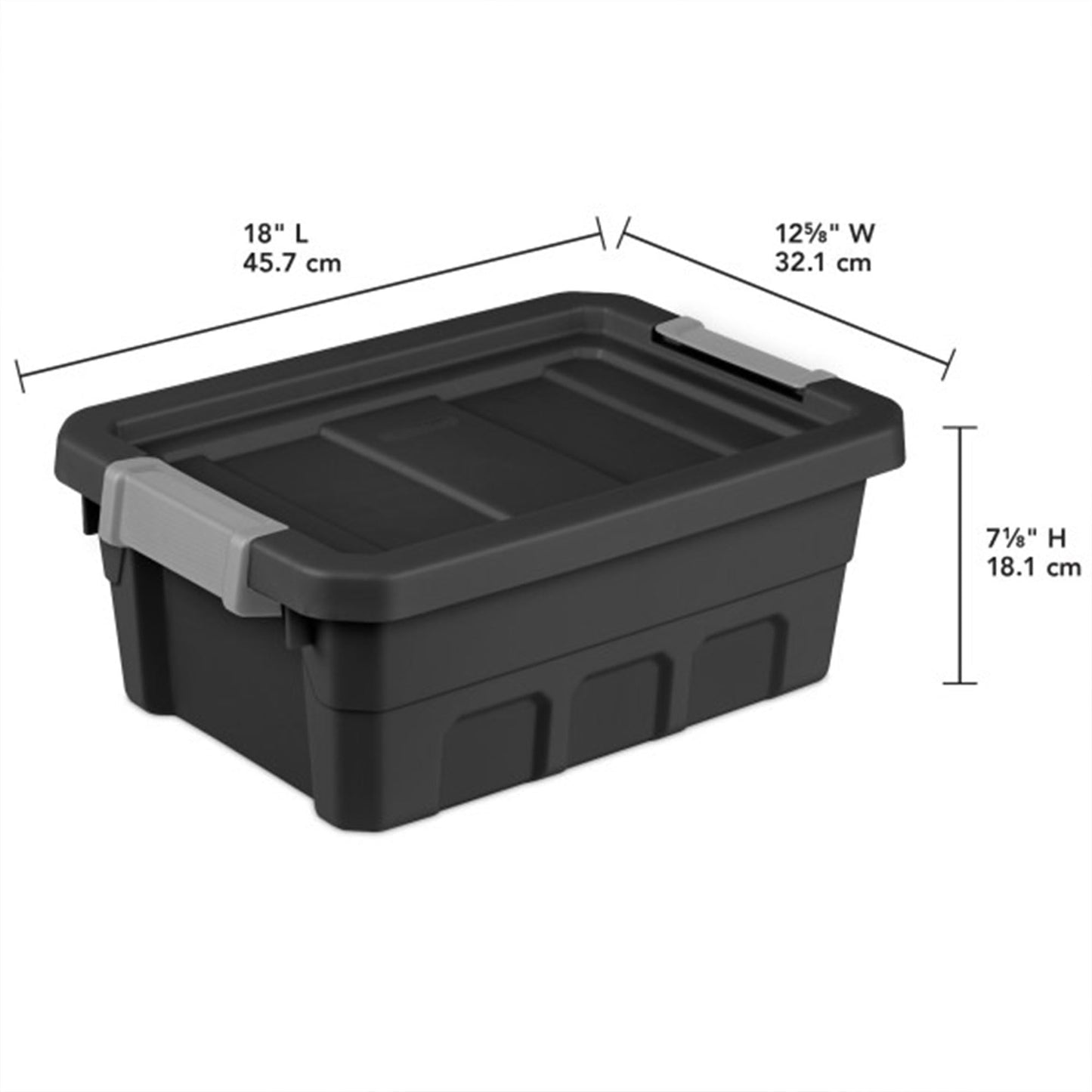 Sterilite 6-Pack Plastic Storage Bins with Lids, Stackable Containers, 4 Gallon, Black