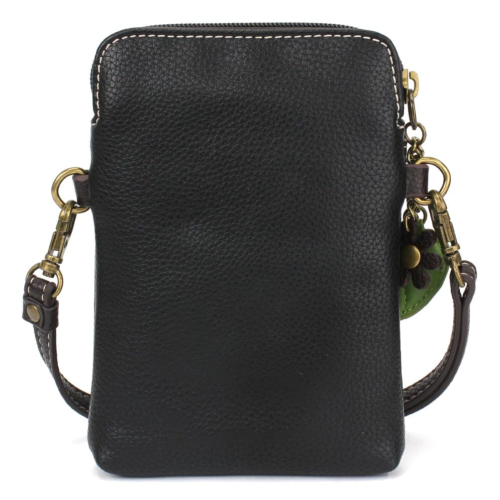 CHALA Plant Life Collection Cell Phone Crossbody Purse-Women PU Leather/Canvas Multicolor Handbag with Adjustable Strap - Mushrooms - black