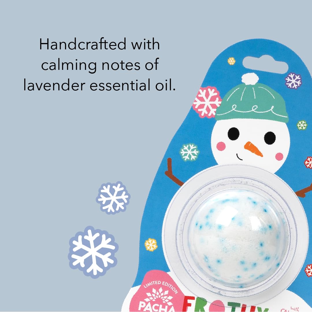 PACHA SOAP Co. Holiday Bath Bomb Card 3 Pack, Frothy The Snowman - Scents of Lavender, Moisturizing, Naturally Derived & Handcrafted in The USA