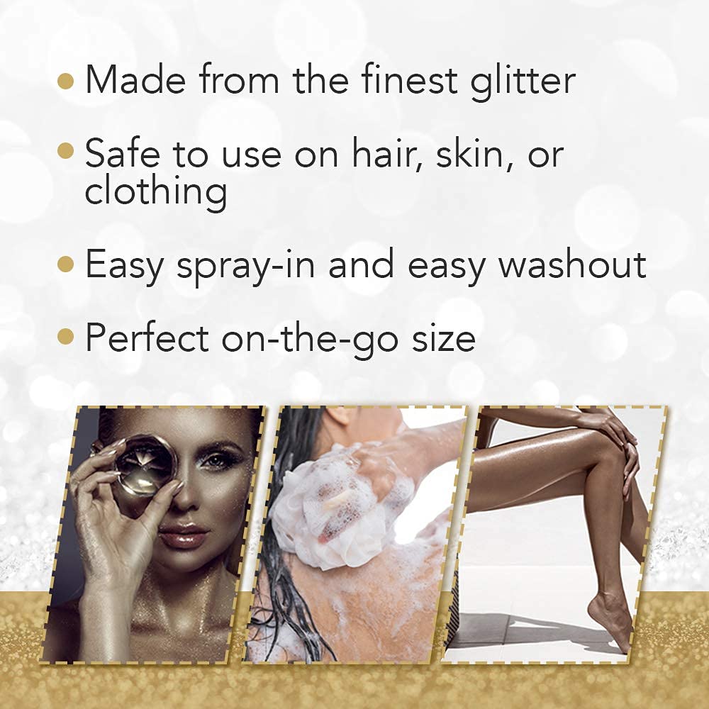 Punky Temporary Hair and Body Glitter Spray, Gold - Glitters Hairspray, Adds Shimmery Glow, Hair Glitter for Kids, Women, Men 3.5 oz