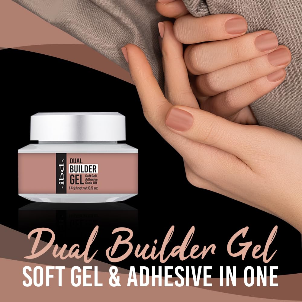 IBD Dual Builder Gel - Soft Gels and Adhesive Soak Off for Artificial Nail Extension, Professional Manicure Sculpting and Overlays, Warm Nude, 0.5 oz Beauty & Personal Care IBD