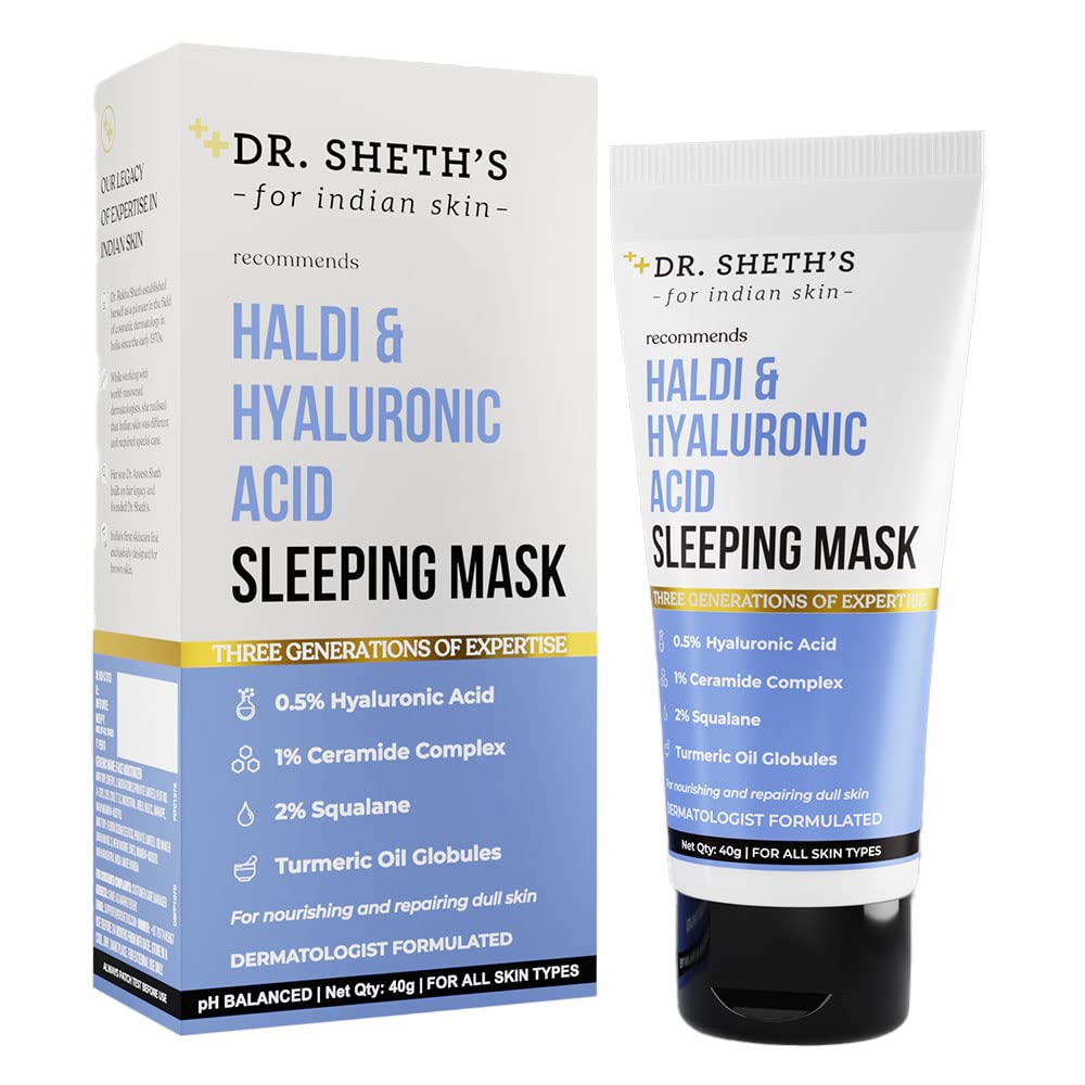 Dr. Sheth's Turmeric & Hyaluronic Acid Sleeping Gel Face Mask | Hydrates & Plumps skin | Soothes & Repairs Tired Skin | Anti Dullness Sleep Mask |