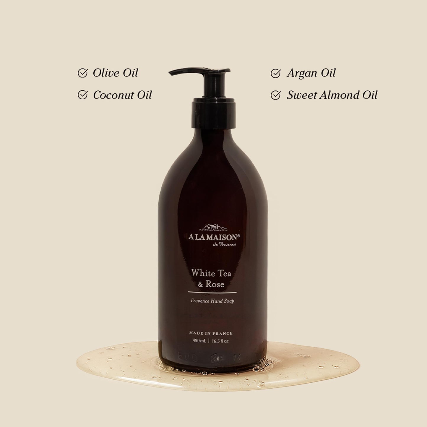 A LA MAISON Hand Soap Gift Set - Glass Hand Wash, Eco-Friendly & Recyclable - Plant-Based, Biodegradable, Made in France - 16.9 fl oz - Amber