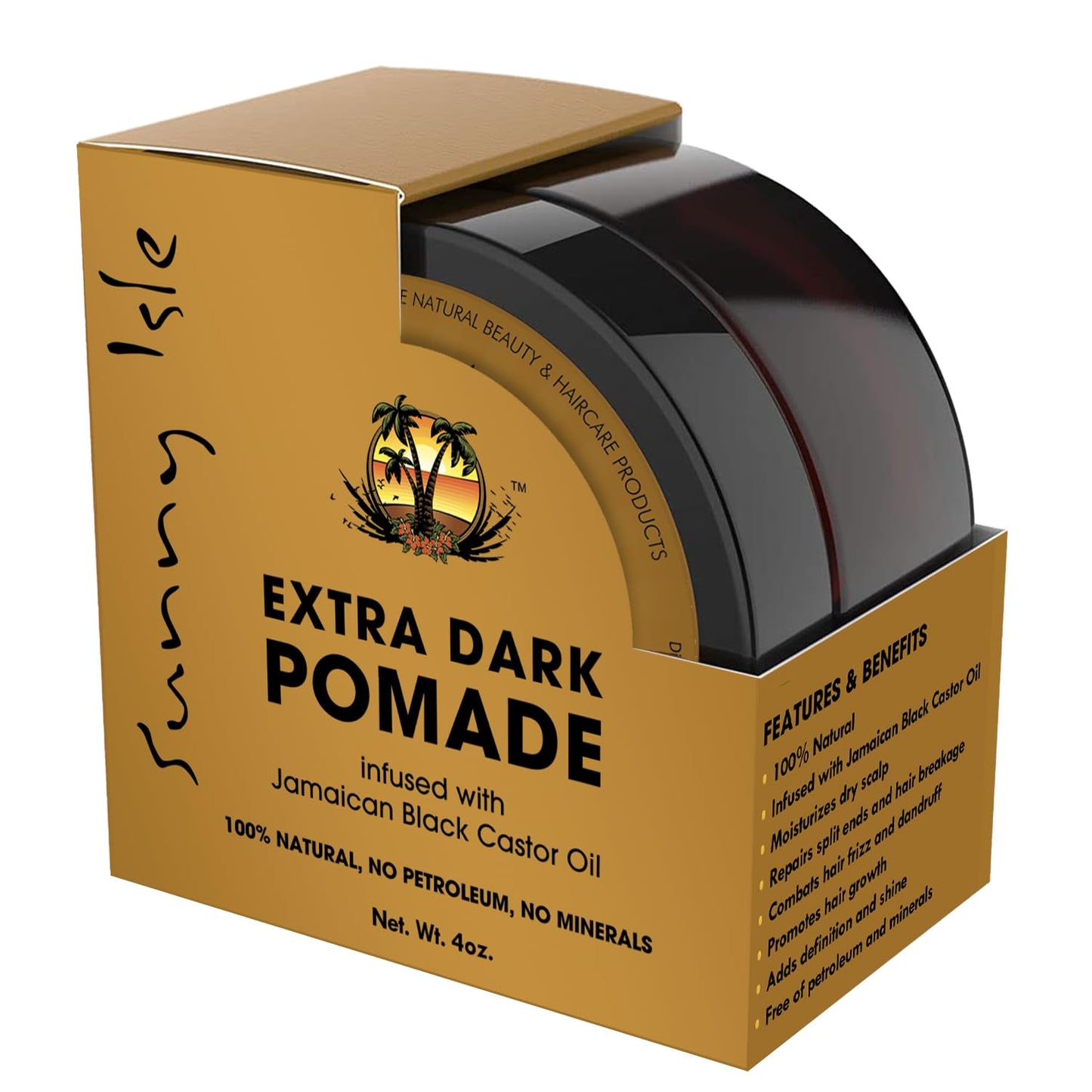 Sunny Isle Extra Dark Jamaican Black Castor Oil Hair Food Pomade - Moisturizes, Fights Dandruff, Frizz Control - 4 oz