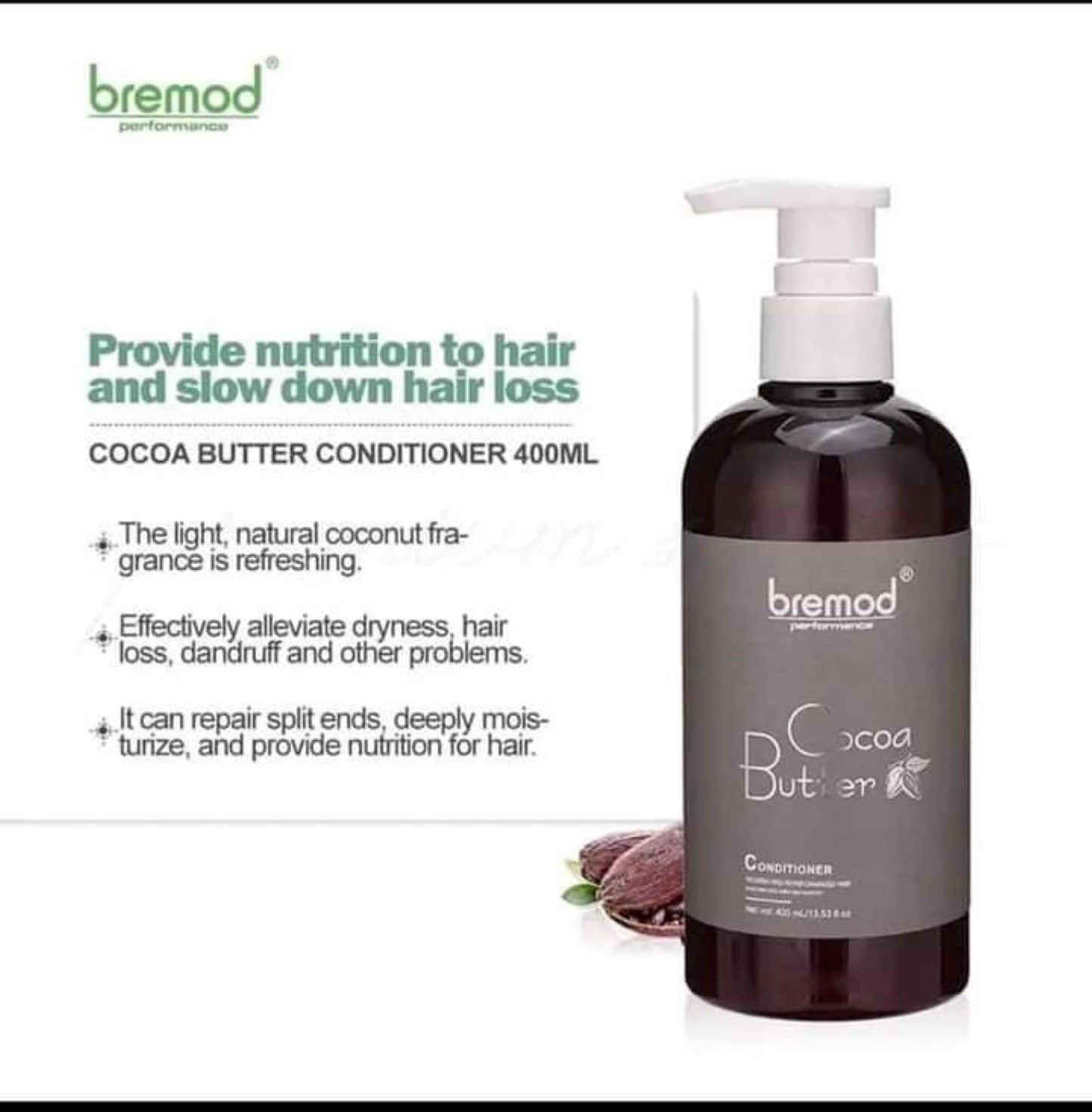 BREMOD Performance Cocoa Butter Shampoo and Conditioner, 400ml Each