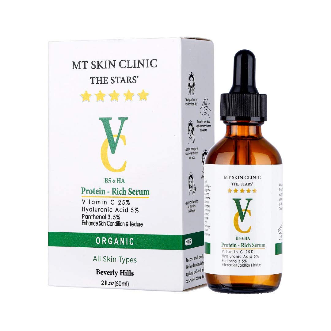 MT Skin Clinic Pro Advanced Hyaluronic Acid Serum for Face, Glow+ Antioxidant Protein-Rich Face Lift Serum with Vitamin C, Niacinamide and B5 for Dry