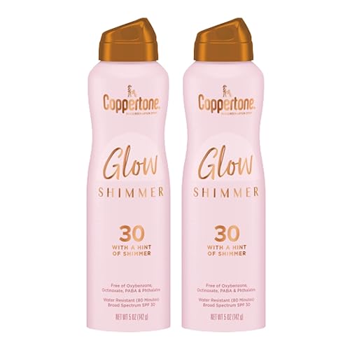 Coppertone Glow Shimmer Sunscreen Spray SPF 30, Water Resistant Broad Spectrum SPF 30 Spray Sunscreen, Free From Parabens, PABA, Phthalates