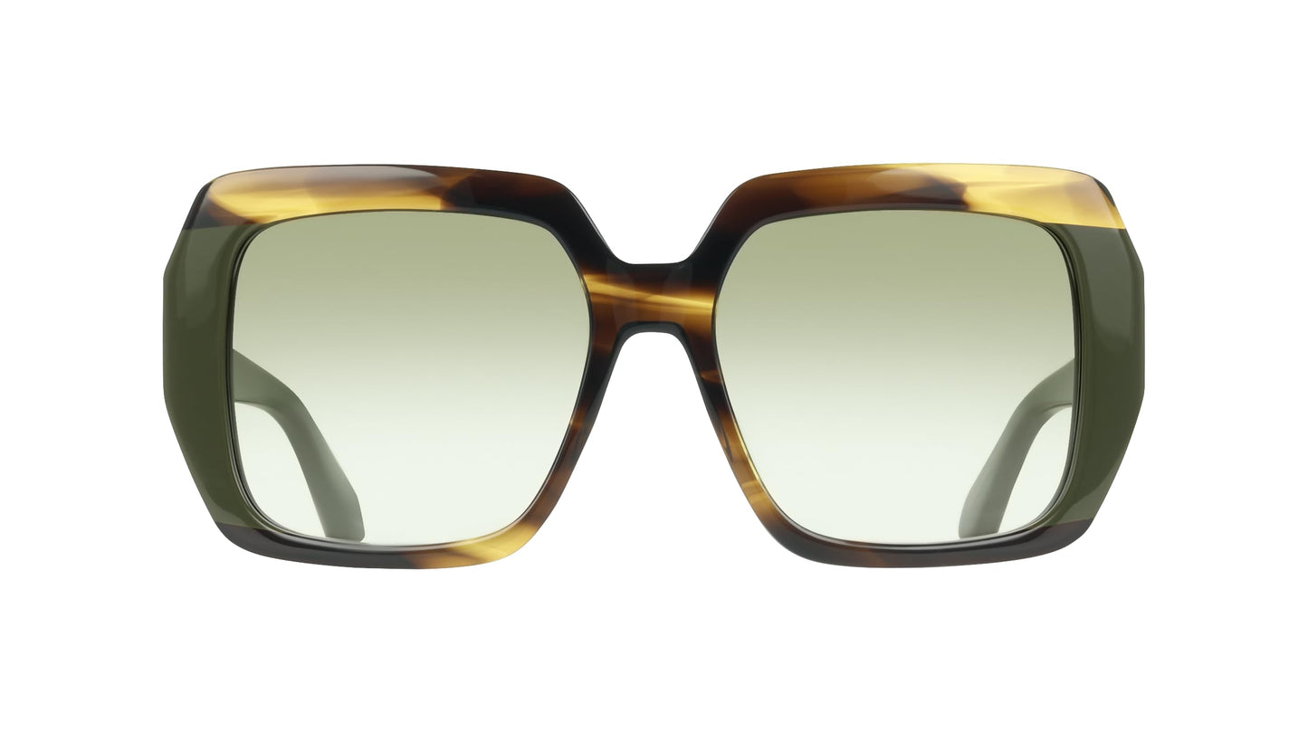 Ferragamo SF2081S 322 Striped Khaki/Green 56/17/145 Women's Sunglasses