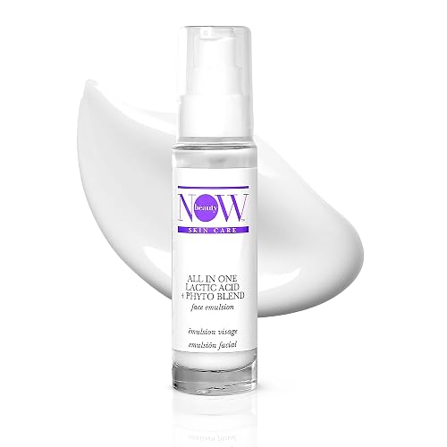 NOW BEAUTY All-In-One Lactic Acid Plus Phyto Blend Treatment - Face Emulsion for Anti-Wrinkle, Anti-aging - Vegan - Sulfate & Paraben Free - For Men