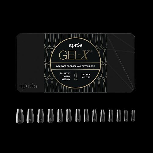 Apres Gel-X® Coffin Box of Nail Tips | 280 Gel-X Tips, Soft Tips, 14 Sizes 00-9 | Half-sizes Included (Sculpted Coffin Medium, 280 Count) Beauty & Personal Care APRÉS