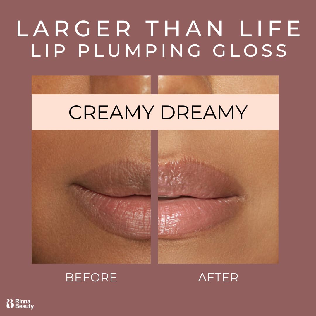 Rinna Beauty Lip Plumping Gloss - Creamy Dreamy - Helps Boost Collagen, Increases Lip Volume, Elastin Production - Vegan, Cruelty-Free - 1 each