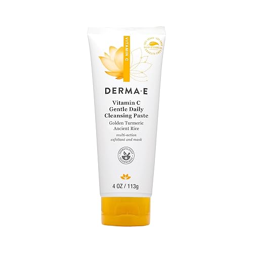 Derma E Vitamin C Gentle Daily Cleansing Paste, 4.0 Oz, Vitamin C Face Mask or Facial Wash with Turmeric, Brightening and Clarifying Facial Mask