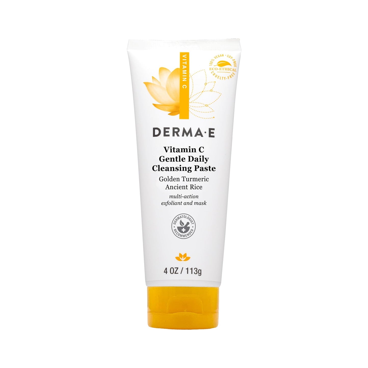 Derma E Vitamin C Gentle Daily Cleansing Paste, 4.0 Oz, Vitamin C Face Mask or Facial Wash with Turmeric, Brightening and Clarifying Facial Mask
