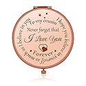 Cousin Gifts for Women Inspirational Gifts for Favorite Cousin Rose Gold Compact Mirror Encouragement Gifts for Cousin Sister Birthday Christmas