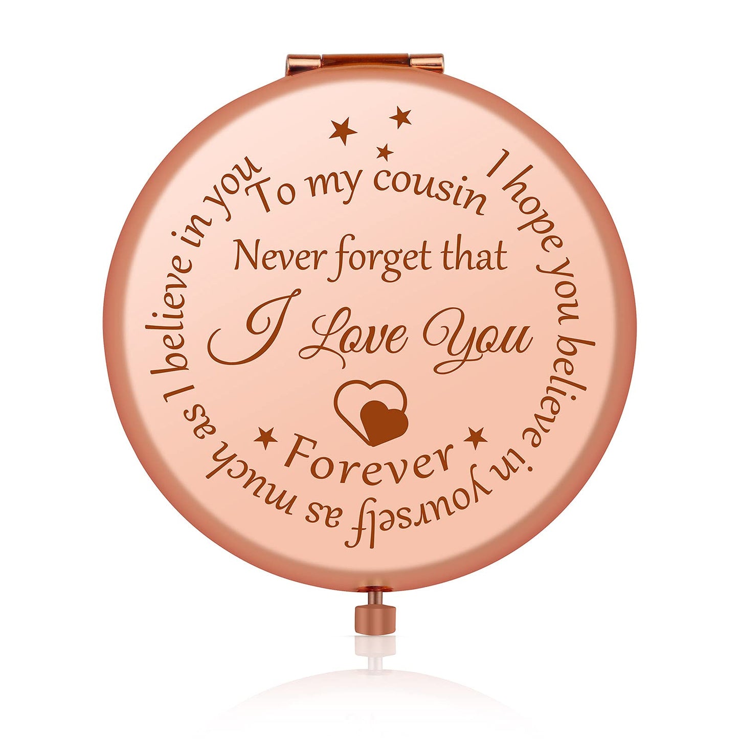 Cousin Gifts for Women Inspirational Gifts for Favorite Cousin Rose Gold Compact Mirror Encouragement Gifts for Cousin Sister Birthday Christmas