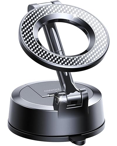 Vacuum Magnetic Car Phone Holder, 360°Adjustable, Compatible with iPhone 12-17 Series & Dashboard Mount & Tesla, 80+LBS Strong Suction Cup Phone…